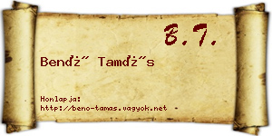 Benő Tamás névjegykártya